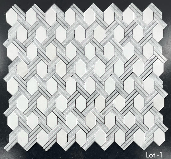 White Thassos Captiva with Carrara D Mosaic Polished