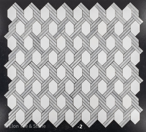 White Thassos Captiva with Carrara D Mosaic Polished