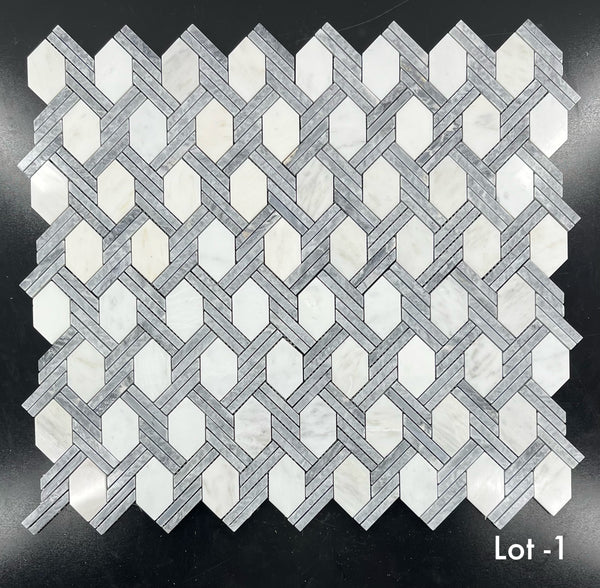 **STOCK LIMITADO** Captiva blanco perla con mosaico gris pacífico pulido