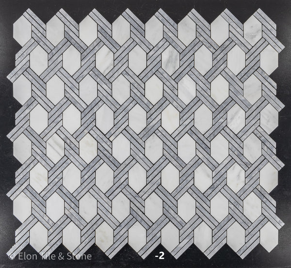 **STOCK LIMITADO** Captiva blanco perla con mosaico gris pacífico pulido