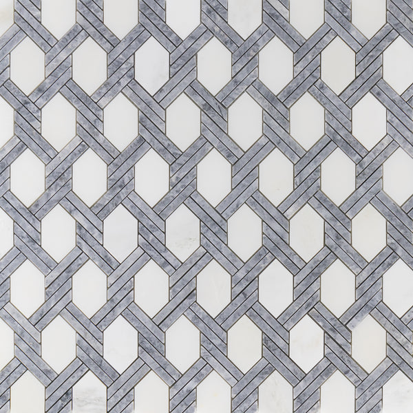 Pearl White with Pacific Gray Captiva Polished (1.04 sf) - Elon Tile