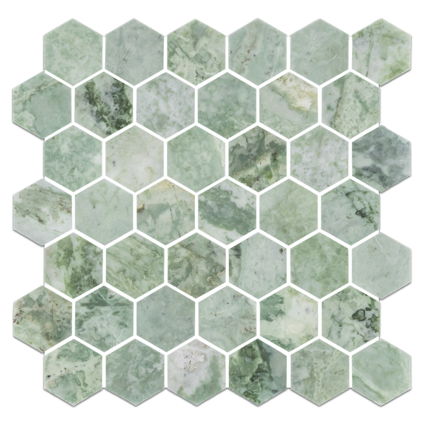 **LIMITED STOCK** Emerald Green 2" Hexagon Mosaic Polished