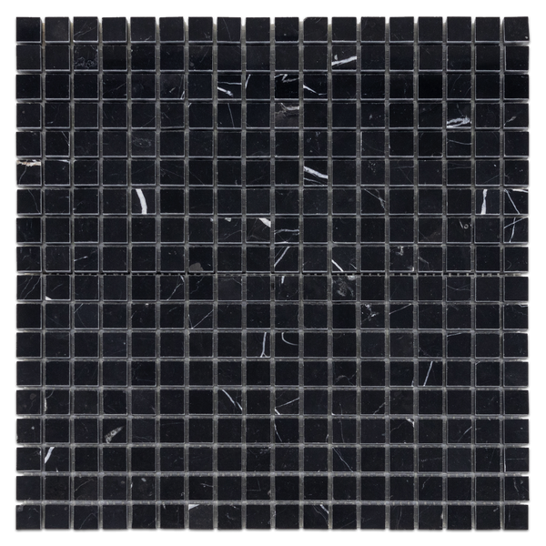 Black Marble 5/8" x 5/8" Square Mosaic Polished - Elon Tile & Stone