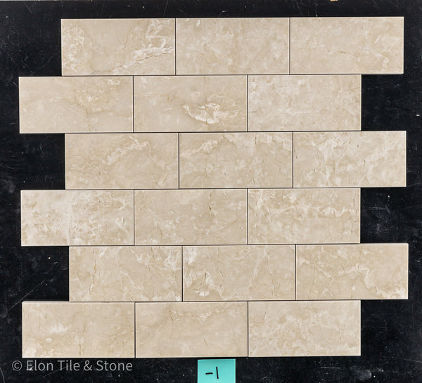 **LIMITED STOCK** Botticino 3" x 6" Fiorito Light Honed - Elon Tile & Stone