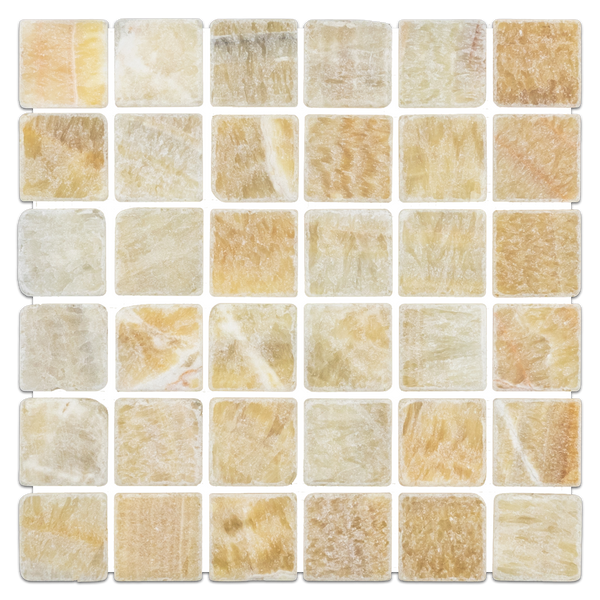 **LIMITED STOCK** Honey Onyx 2" x 2" Square Mosaic Tumbled