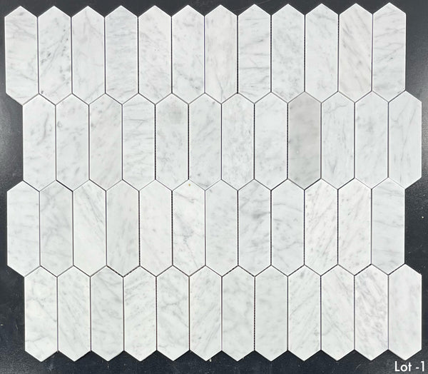 Bianco Carrara 2" x 6" Picket Mosaic Honed