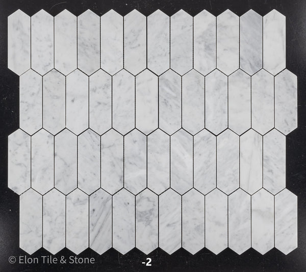 Bianco Carrara 2" x 6" Picket Mosaic Honed