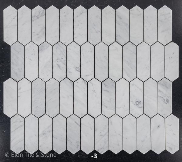 Bianco Carrara 2" x 6" Picket Mosaic Honed
