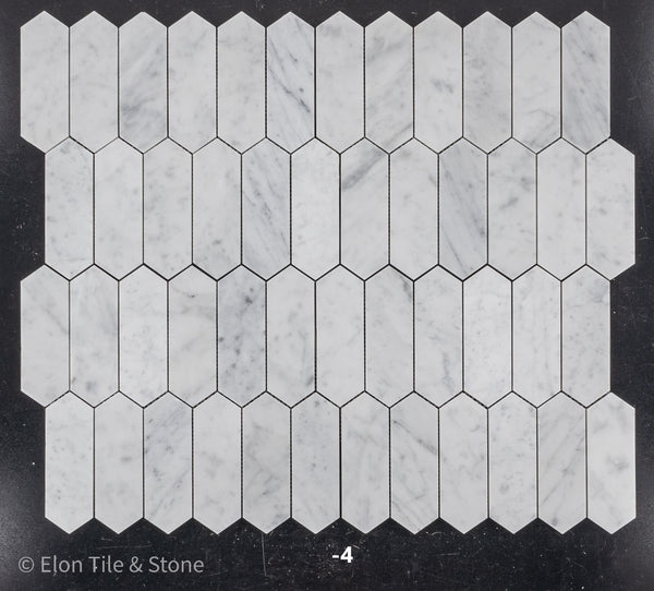 Bianco Carrara 2" x 6" Picket Mosaic Honed