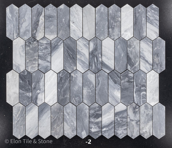 Bardiglio Nuvolato 2" x 6" Picket Mosaic Honed
