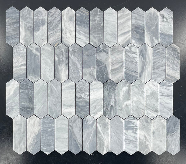 Bardiglio Nuvolato 2" x 6" Picket Mosaic Honed
