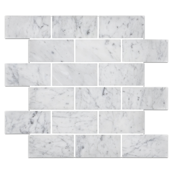 Bianco Carrara 2" x 4" Brick Mosaic Honed