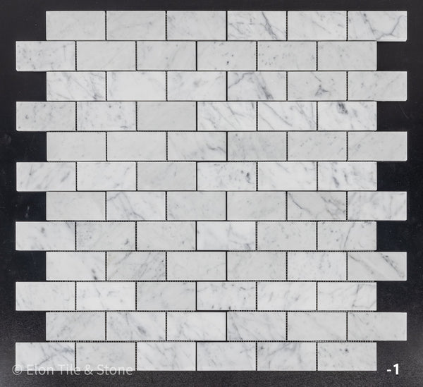 Bianco Carrara 2" x 4" Brick Mosaic Polished
