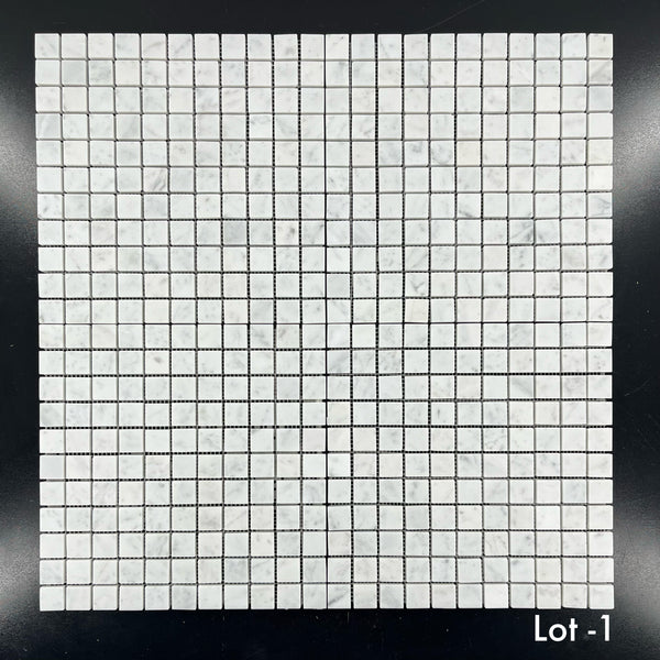 Bianco Carrara Mosaico cuadrado de 1" x 1" pulido