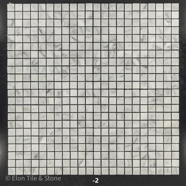 Bianco Carrara Mosaico cuadrado de 1" x 1" pulido