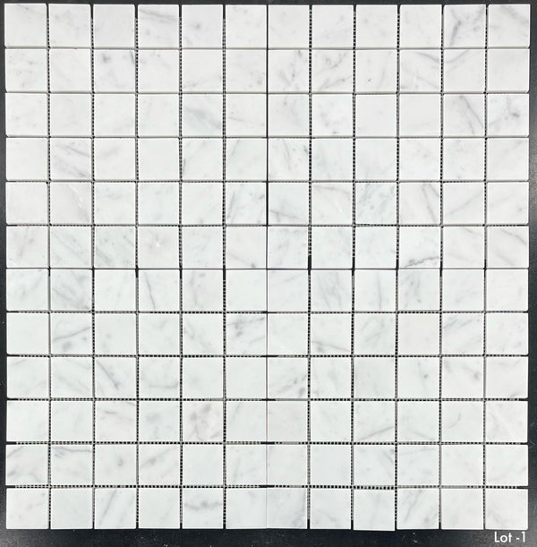Bianco Carrara Mosaico cuadrado de 2" x 2" pulido