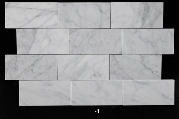 Bianco Carrara Venatino Gioia 3" x 6" Honed - Elon Tile & Stone