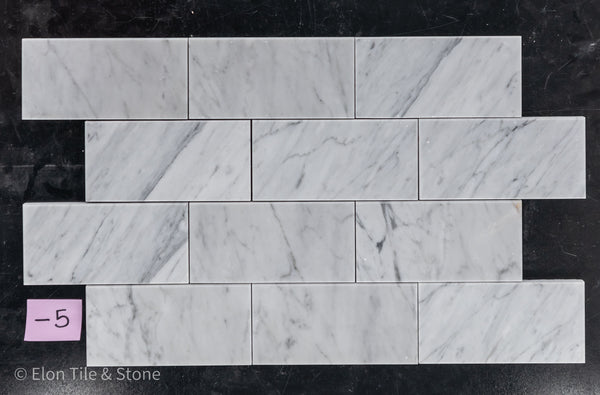 Bianco Carrara Venatino Gioia 3" x 6" Polished - Elon Tile & Stone