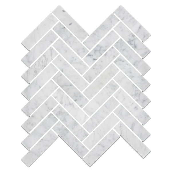 Bianco Carrara 1" x 4" Herringbone Mosaic Honed