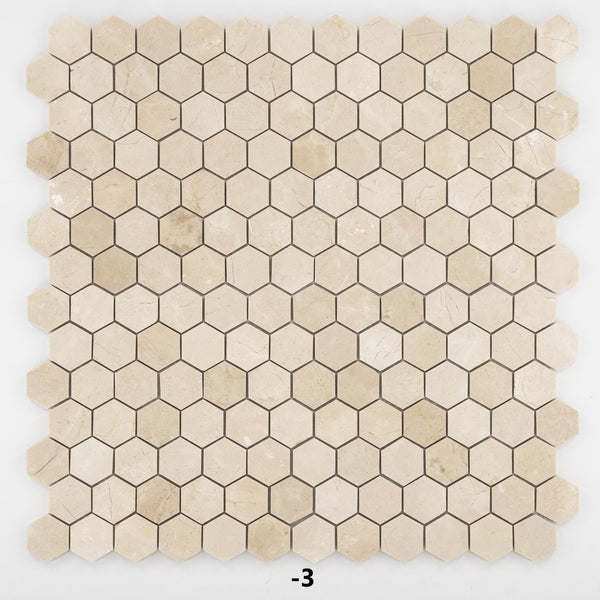 Crema Marfil 2" Hexagon Mosaic Honed