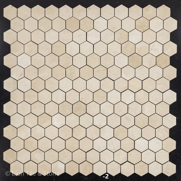 Crema Marfil 2" Hexagon Mosaic Polished