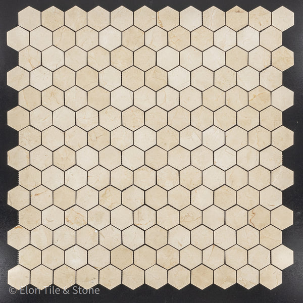 Crema Marfil Mosaico Hexágono Pulido de 2"