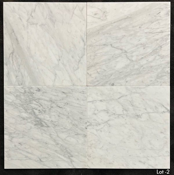 Bianco Carrara Venatino Gioia 18" x 18" Honed - Elon Tile & Stone