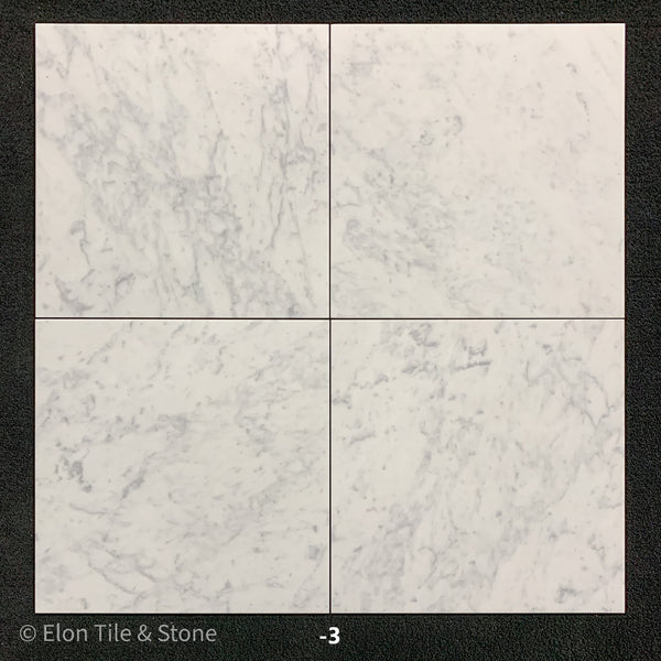 Bianco Carrara Venatino Gioia 18" x 18" Honed - Elon Tile & Stone