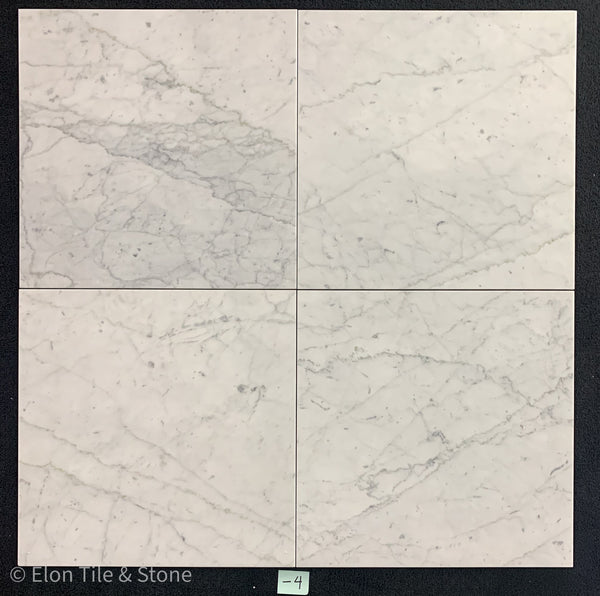 Bianco Carrara Venatino Gioia 18" x 18" Honed - Elon Tile & Stone