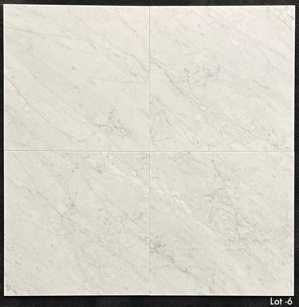 Bianco Carrara Venatino Gioia 18" x 18" Honed - Elon Tile & Stone
