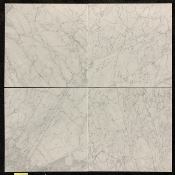 Bianco Carrara Venatino Gioia 18" x 18" Honed - Elon Tile & Stone