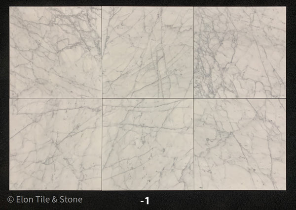 Bianco Carrara Venatino Gioia 18" x 18" Polished - Elon Tile & Stone