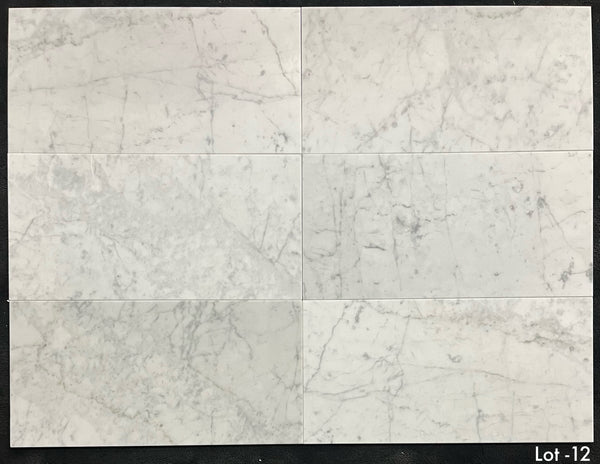 Bianco Carrara 12" x 24" Honed - Elon Tile & Stone