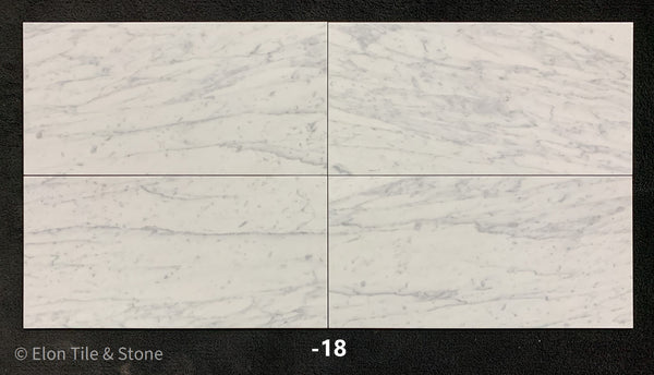 Bianco Carrara Venatino Gioia 12" x 24" Honed - Elon Tile & Stone