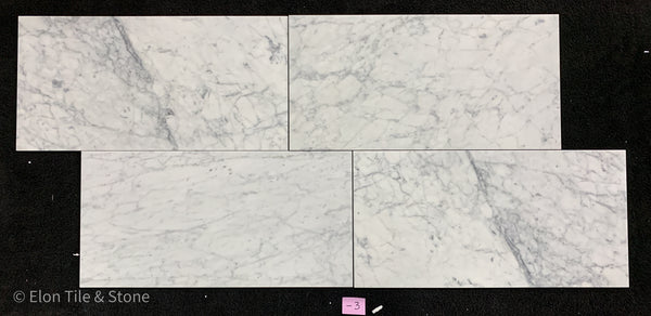 Bianco Carrara Venatino Gioia 12" x 24" Polished - Elon Tile & Stone
