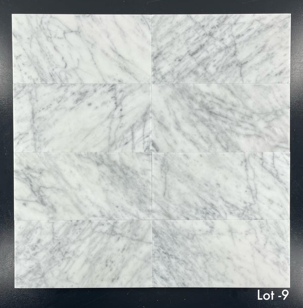 Bianco Carrara Venatino Gioia 6" x 12" Honed - Elon Tile & Stone