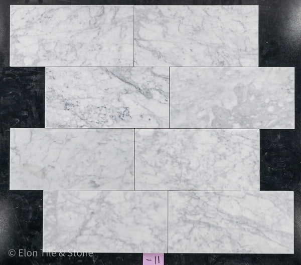 Bianco Carrara Venatino Gioia 6" x 12" Polished - Elon Tile & Stone