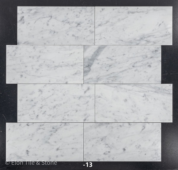 Bianco Carrara Venatino Gioia 6" x 12" Polished - Elon Tile & Stone