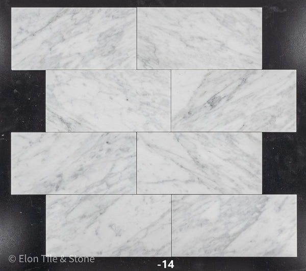 Bianco Carrara Venatino Gioia 6" x 12" Polished - Elon Tile & Stone