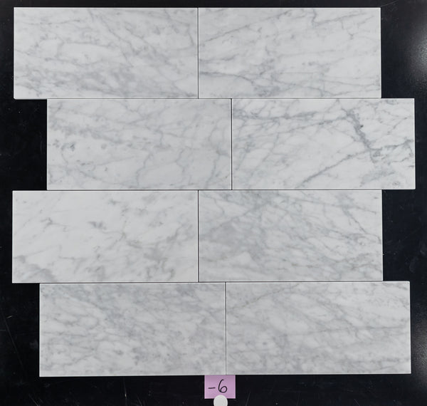 Bianco Carrara Venatino Gioia 6" x 12" Polished - Elon Tile & Stone