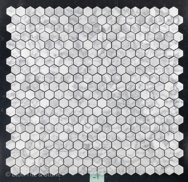 Bianco Carrara 1 1/4" Hexagon Mosaic Honed