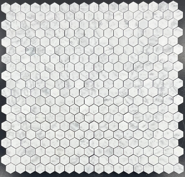 Bianco Carrara 1 1/4" Hexagon Mosaic Honed