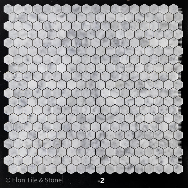 Bianco Carrara 1 1/4" Mosaico Hexágono Pulido