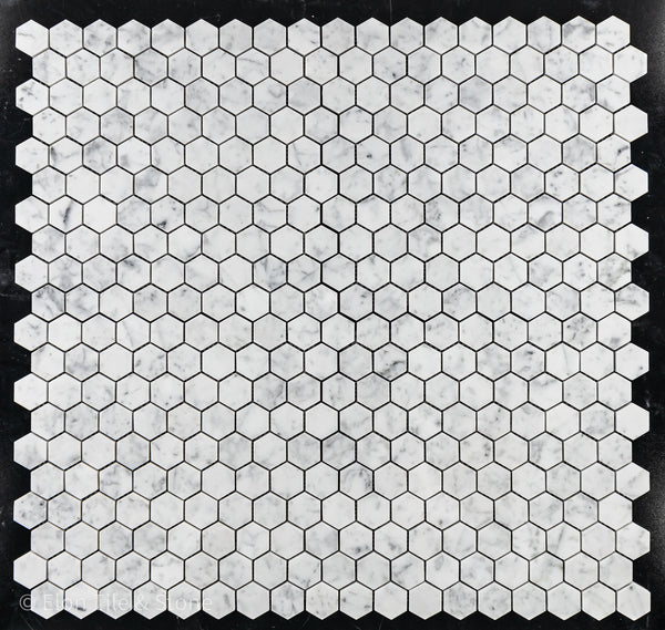 Bianco Carrara 1 1/4" Mosaico Hexágono Pulido
