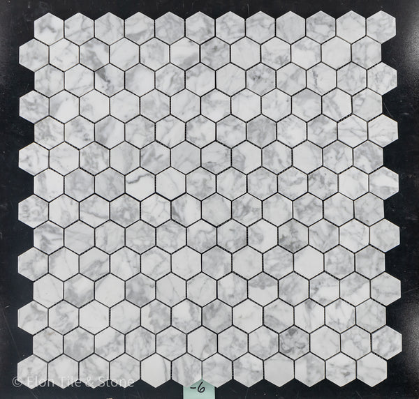 Bianco Carrara 2" Hexagon Mosaic Honed