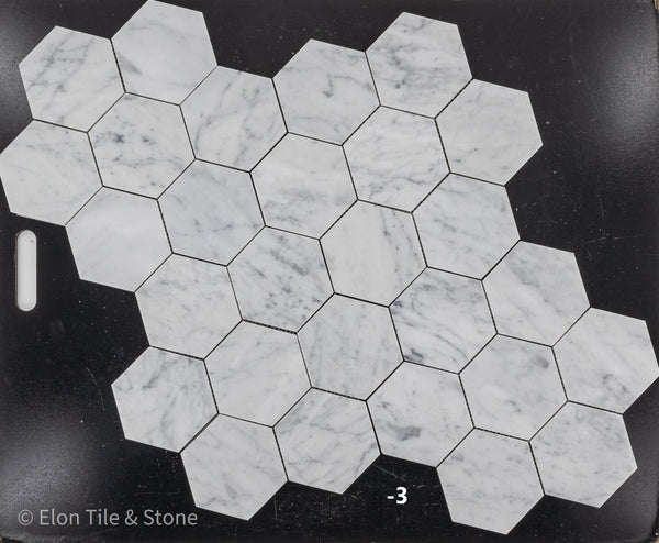Bianco Carrara 5" Hexagon Mosaic Honed