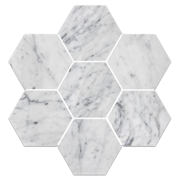 Bianco Carrara 5" Hexagon Mosaic Honed