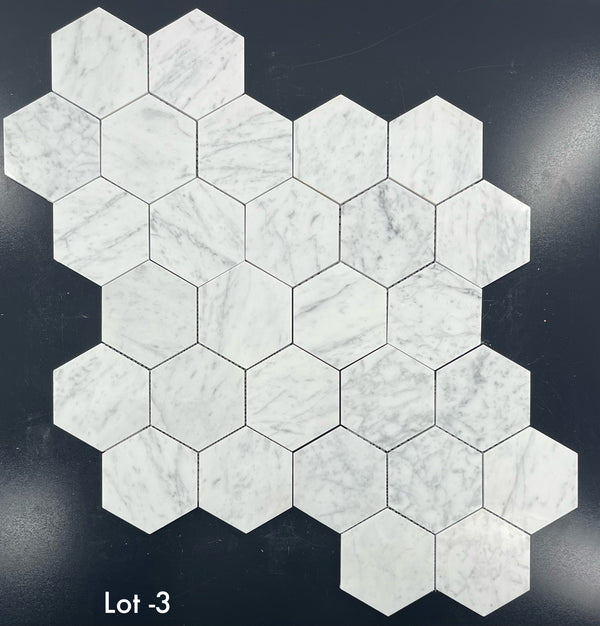 Bianco Carrara 5" Hexagon Mosaic Polished