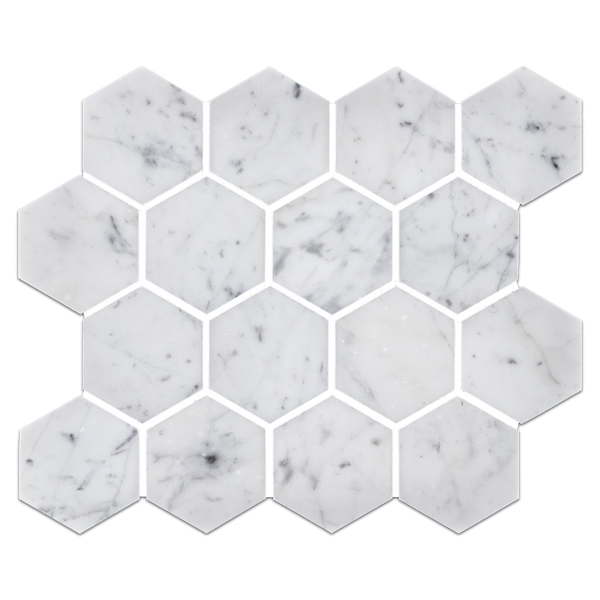 Bianco Carrara 3" Hexagon Mosaic Honed