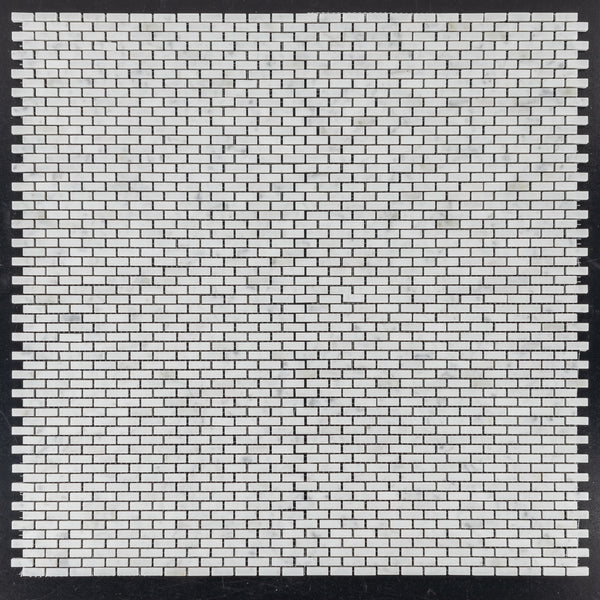 Mosaico de microladrillos Bianco Carrara pulido
